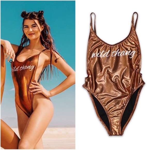 metallic bronze swimsuit